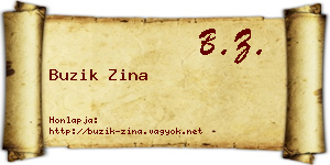 Buzik Zina névjegykártya